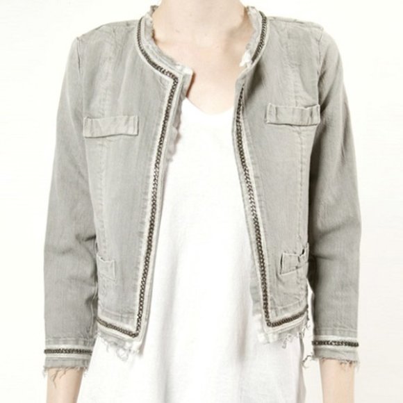 Current/Elliott Jackets & Blazers - Current Elliott Distressed Cropped Open Jacket